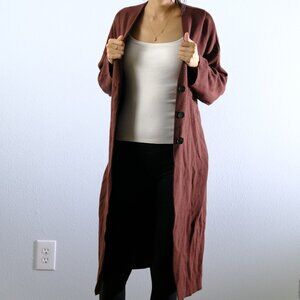 Zara Burgandy Coat Buttons  Size S Knee Length